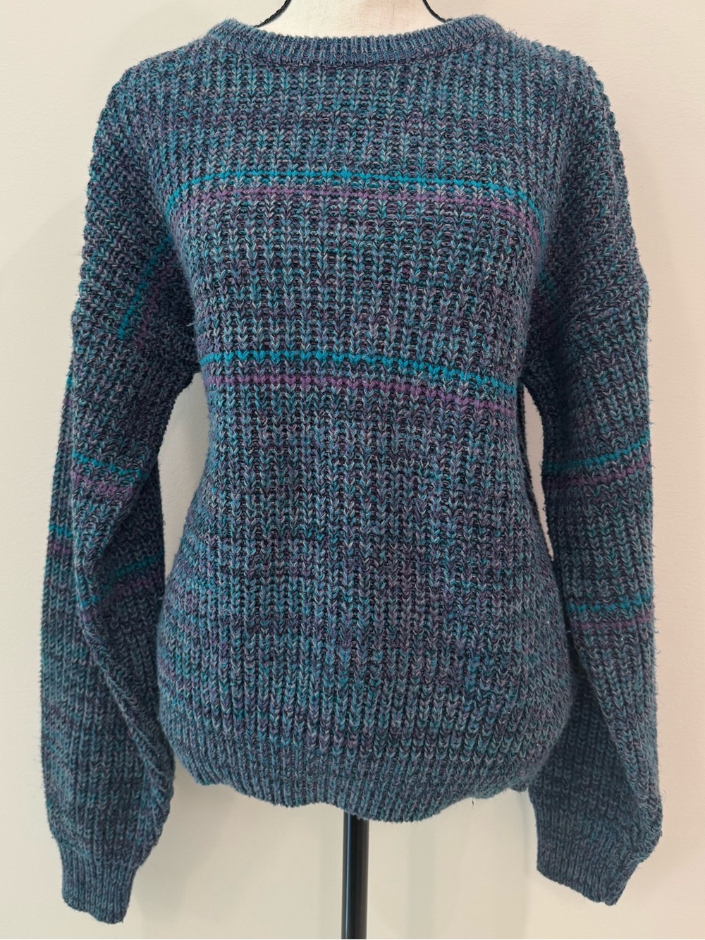 Vintage Weekends California Marled Knit Sweater Blue Purple Made Korea Small